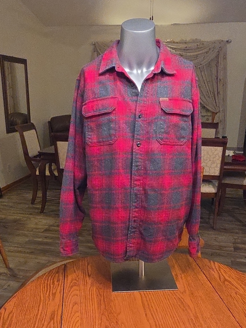 Orvis Red and Gray Plaid Lightweight Shirt Jacket